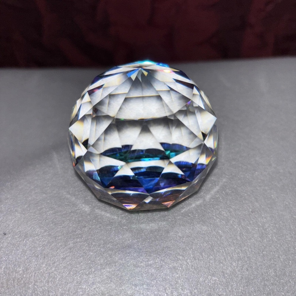 Swarovski Crystal Vitrail 60mm Round Prismatic Paperweight Rainbow Faceted EUC